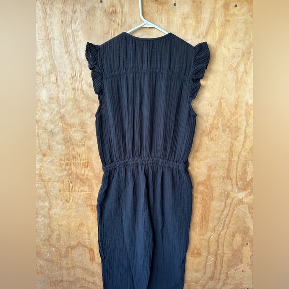 Xirena Loghan Black Cap Sleeve Gauze Straight Leg Tie Waist Jumpsuit - Picture 10 of 16